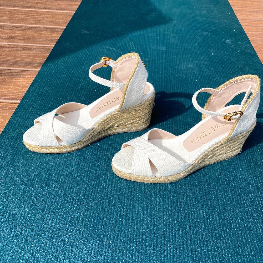 Stuart Weitzman Linen Wedge Espadrille